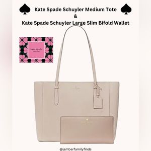 🚫SOLD🚫 Kate Spade Schuyler Tote & Schuyler Large Slim Bifold Wallet Beige NWT